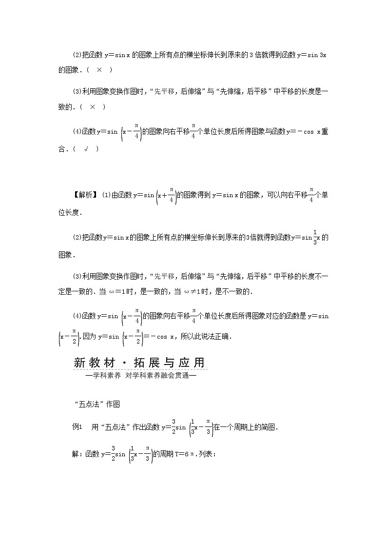 新人教A版高中数学必修第一册第五章三角函数6.2函数y＝Asinωx＋φ的图象第一课时学案第2页
