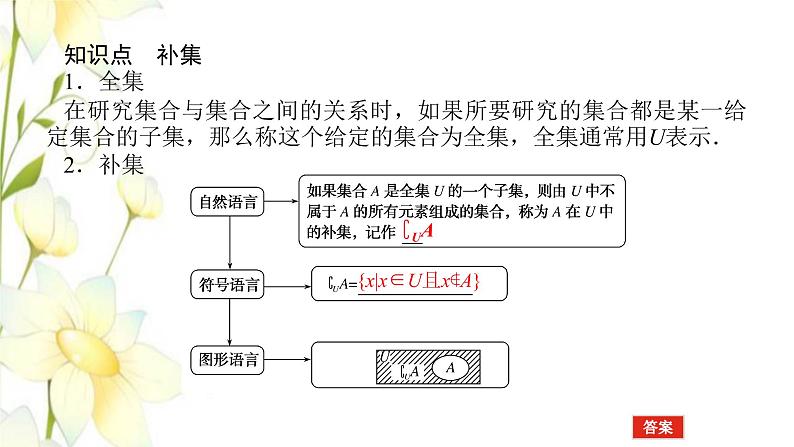 新人教B版高中数学必修第一册第一章集合与常用逻辑用语补集及综合应用课件04