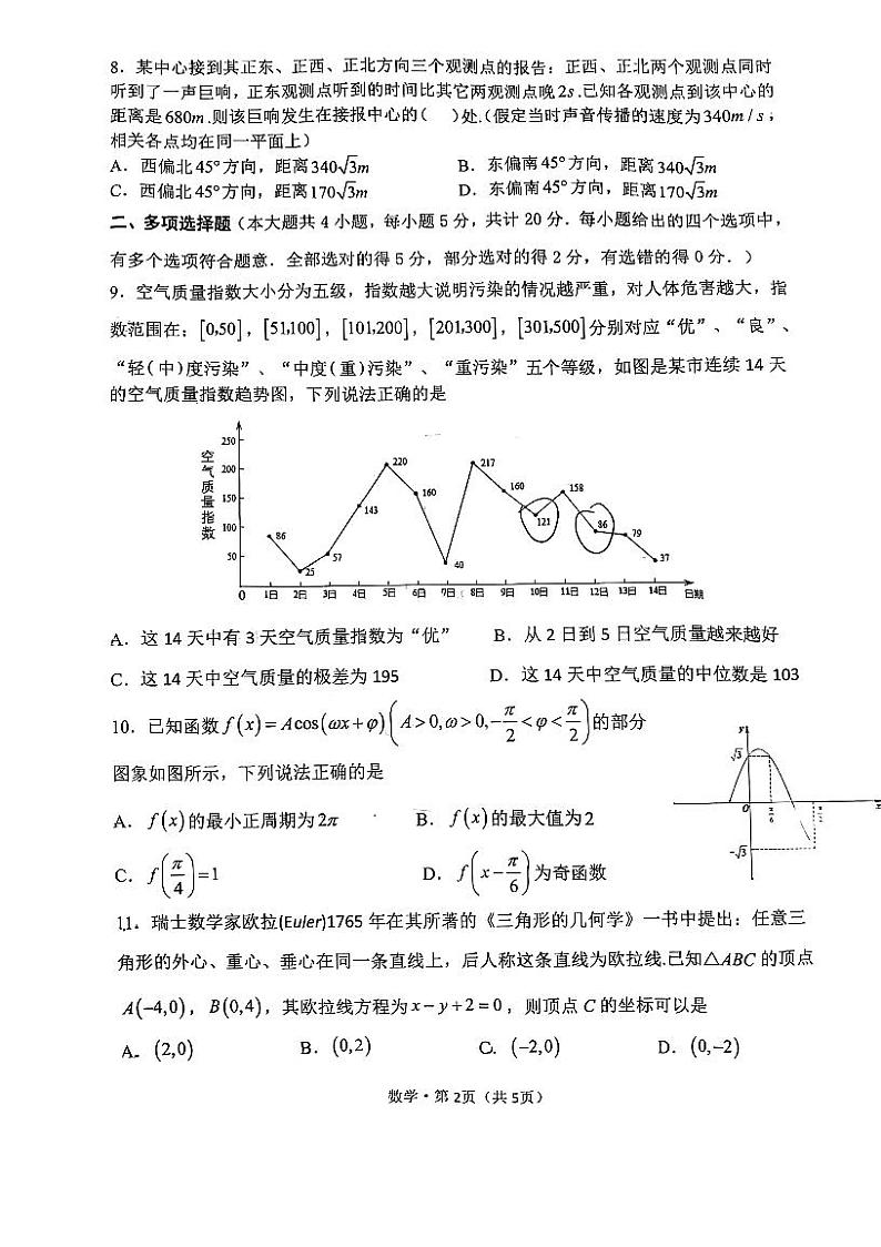 重庆市第八中学校2022届高考适应性强化训练（四）数学试题（无答案）第2页