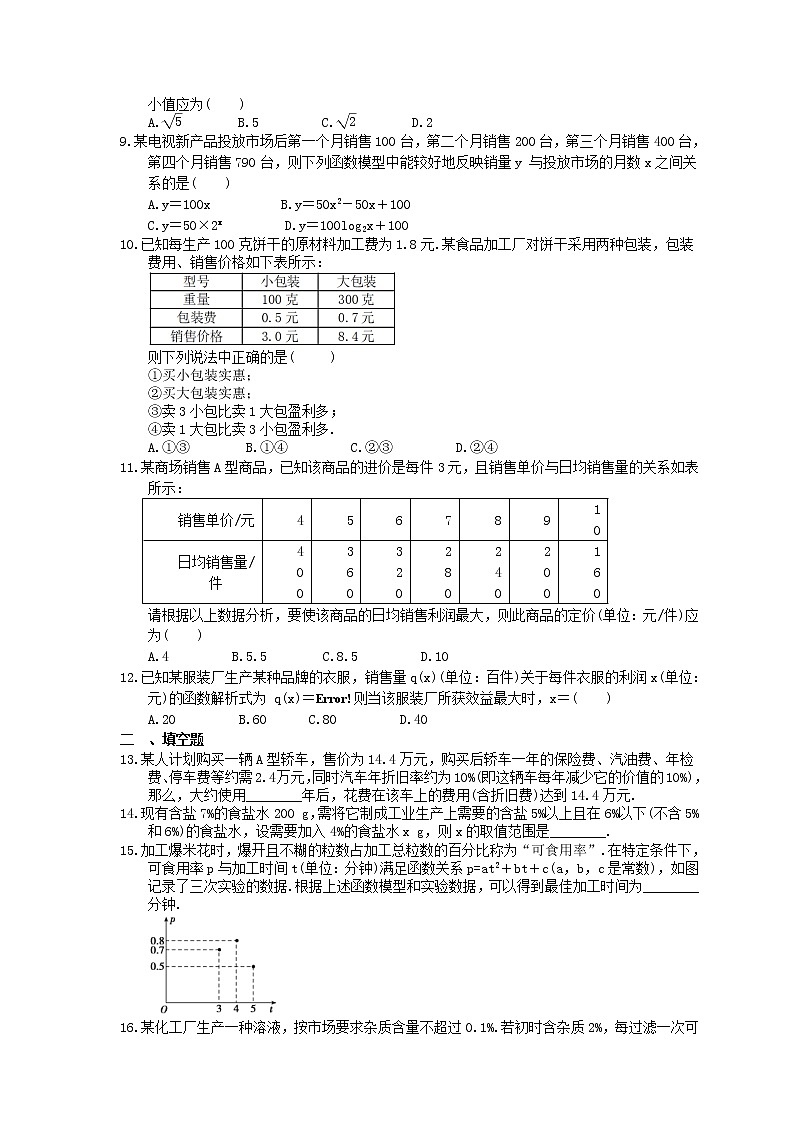 2023年高考数学(文数)一轮复习课时12《实际问题的函数建模》达标练习（含详解）第2页