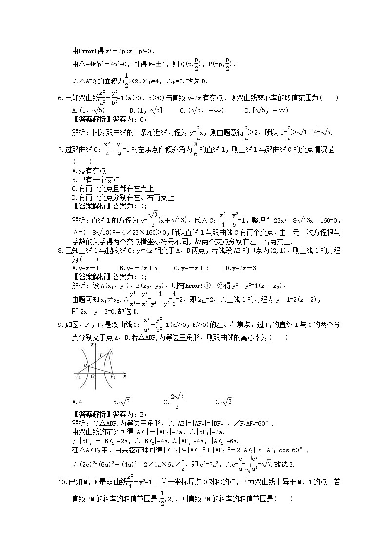 2023年高考数学(文数)一轮复习课时49《直线与圆锥曲线》达标练习（教师版）第2页