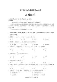 河南省百所名校2022届高三第三次学业质量联合检测数学（文）试卷（PDF版）