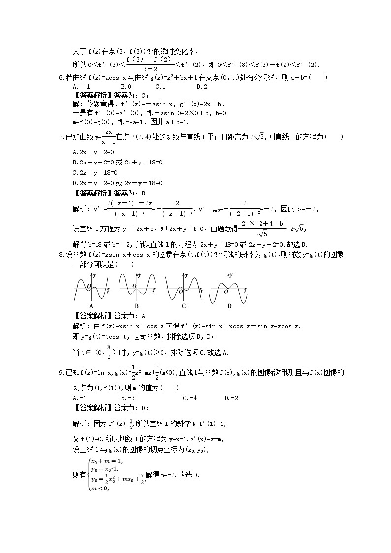 2023年高考数学(理数)一轮复习课时13《导数的运算与几何意义》达标练习（教师版）第2页