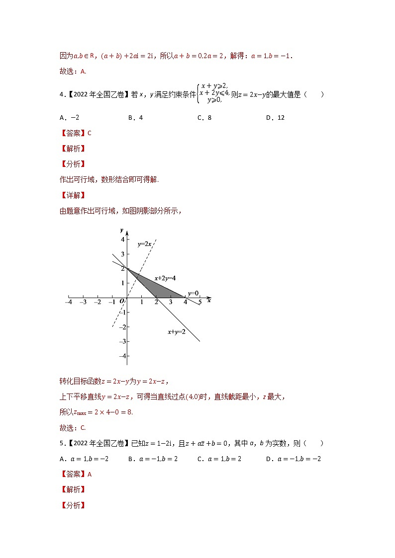 专题11 不等式、推理与证明、复数-2022年高考真题和模拟题数学分项汇编(解析版)+（原卷版）02