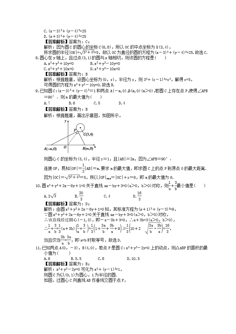 2023年新高考数学一轮复习课时9.3《圆的标准方程与一般方程》达标练习（教师版）第2页