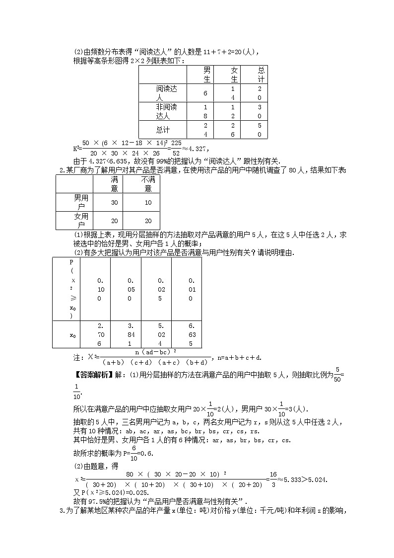 2023年新高考数学一轮复习课时11.12《统计案例》达标练习（教师版）第2页