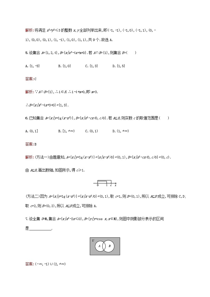 广西专用高考数学一轮复习考点规范练1集合的概念与运算含解析新人教A版理02