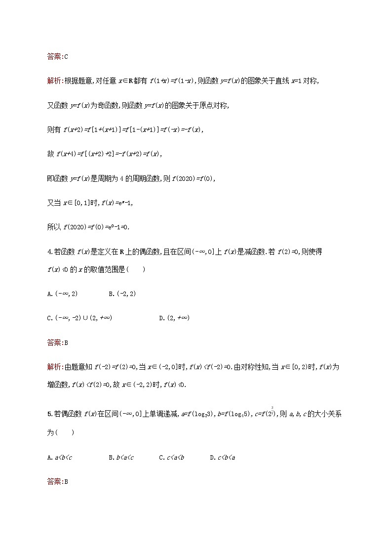 广西专用高考数学一轮复习考点规范练7函数的奇偶性与周期性含解析新人教A版理02