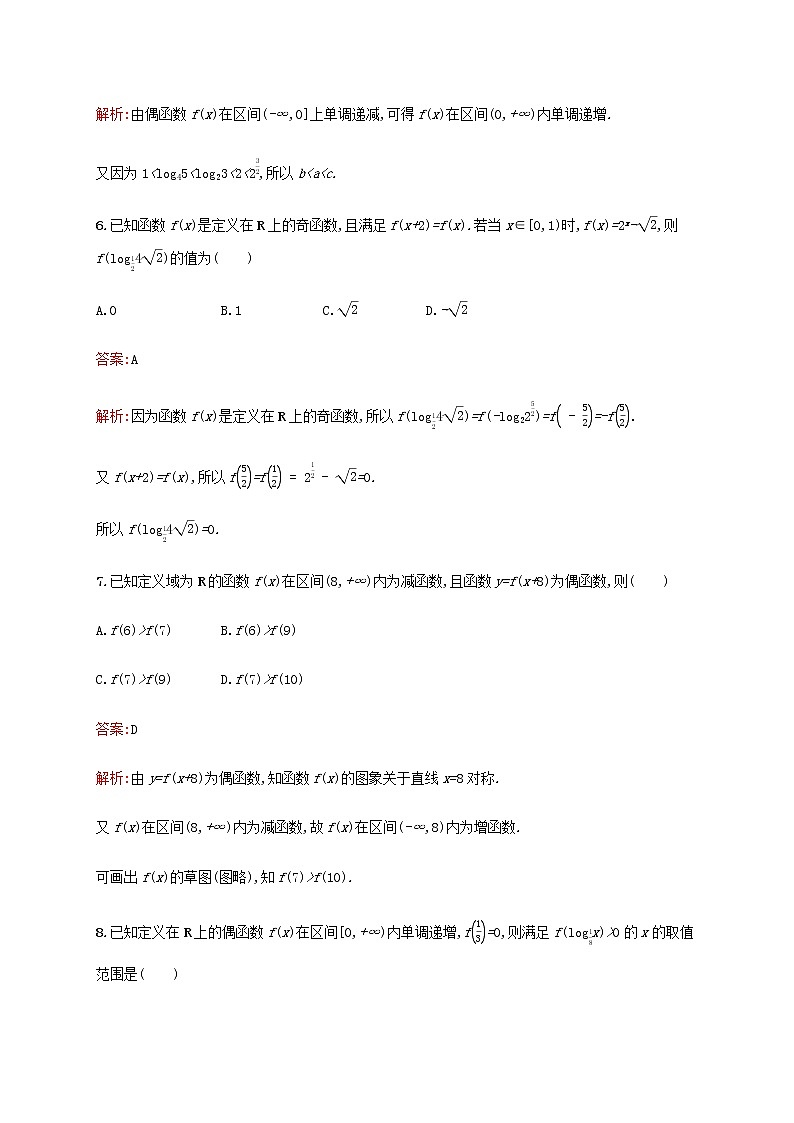 广西专用高考数学一轮复习考点规范练7函数的奇偶性与周期性含解析新人教A版理03