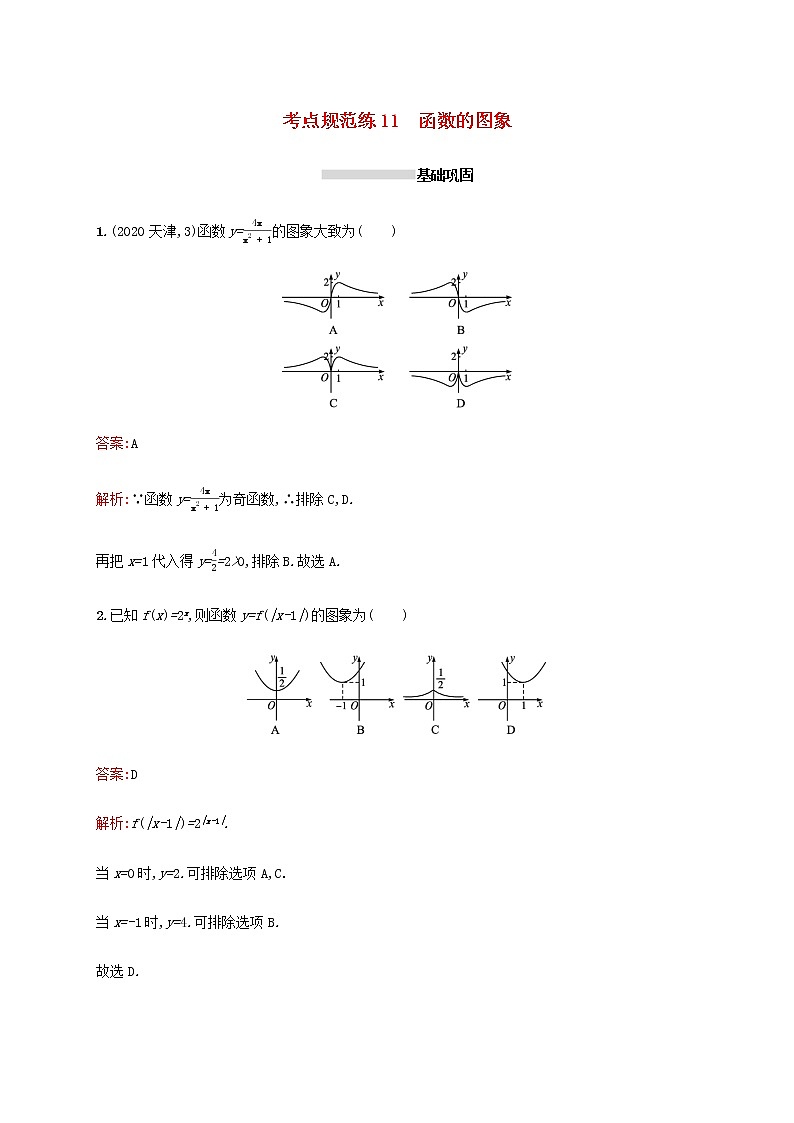 广西专用高考数学一轮复习考点规范练11函数的图象含解析新人教A版理第1页