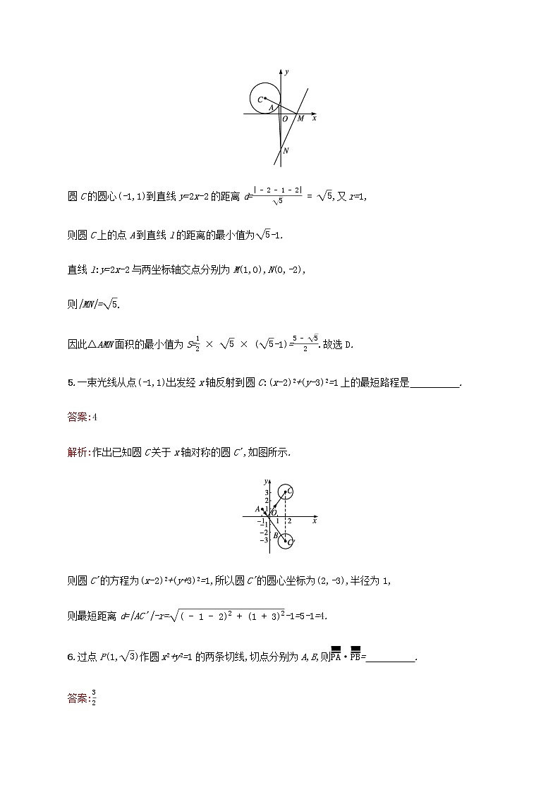 广西专用高考数学一轮复习考点规范练49直线与圆圆与圆的位置关系含解析新人教A版理03