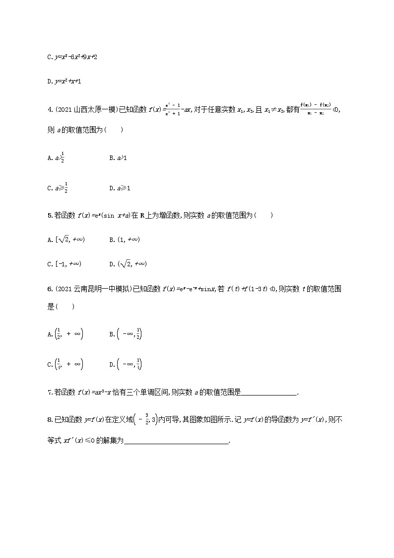 广西专用高考数学一轮复习考点规范练15导数与函数的单调性含解析新人教A版文02