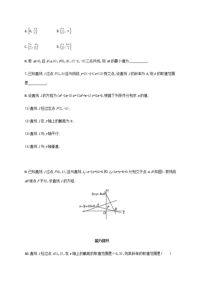 广西专用高考数学一轮复习考点规范练42直线的倾斜角与斜率直线的方程含解析新人教A版文02