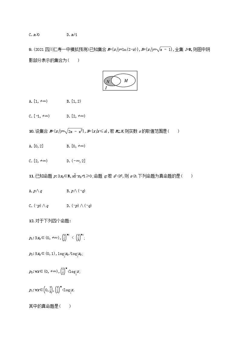 广西专用高考数学一轮复习单元质检1集合常用逻辑用语及不等式含解析新人教A版文第3页