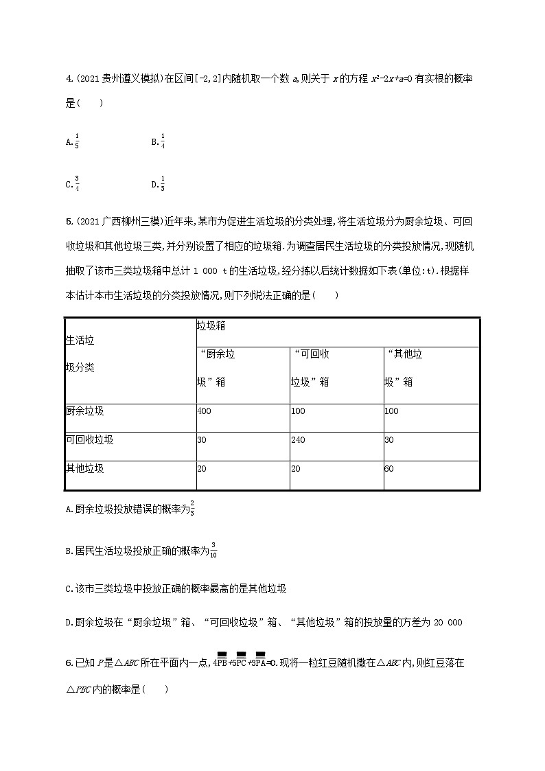 广西专用高考数学一轮复习单元质检11概率含解析新人教A版文第2页