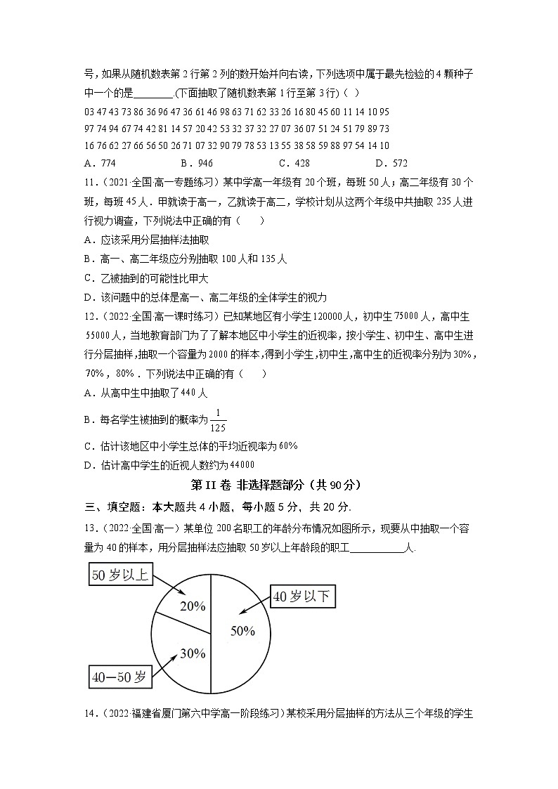 9.1随机抽样  -《2021-2022学年高一数学必修第二册同步单元测试卷》(新高考·2019人教A版）【原卷版】第3页