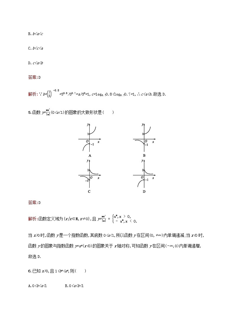 高考数学一轮复习考点规范练8指数与指数函数含解析新人教A版文02