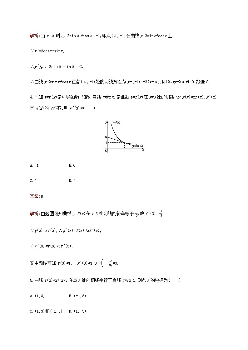 高考数学一轮复习考点规范练14导数的概念及运算含解析新人教A版文02