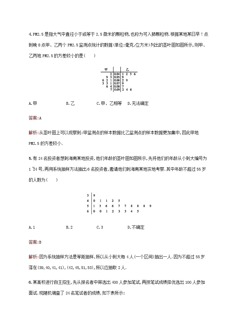 高考数学一轮复习单元质检十算法初步统计与统计案例含解析新人教A版文第3页