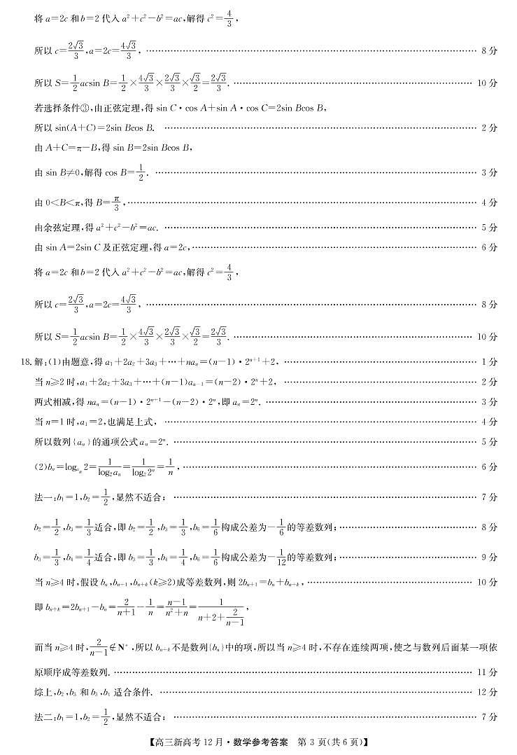 2021届湖北省九师联盟高三上学期12月联考数学试题（新高考） PDF版03