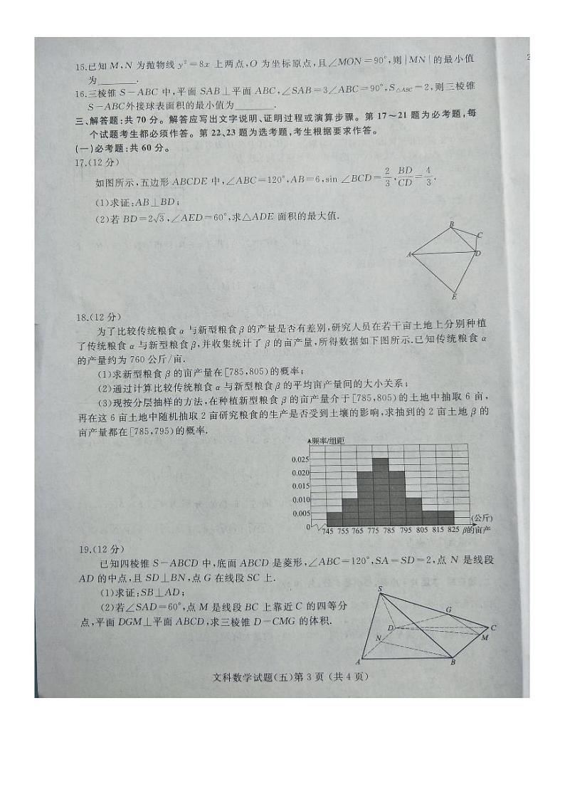 2020年普通高等学校招生全国统一考试伯乐马模拟考试（五）文科数学试题 PDF版03