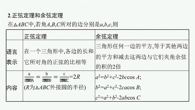 2023届高考人教B版数学一轮复习课件（适用于新高考新教材） 第四章　三角函数、解三角形 4.6　正弦、余弦定理与解三角形第5页