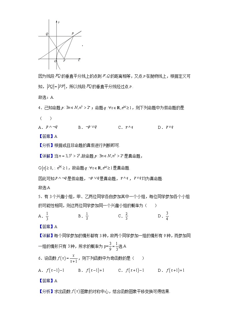 2021-2022学年陕西省西安市长安区第一中学高二上学期期末数学（理）试题含解析02