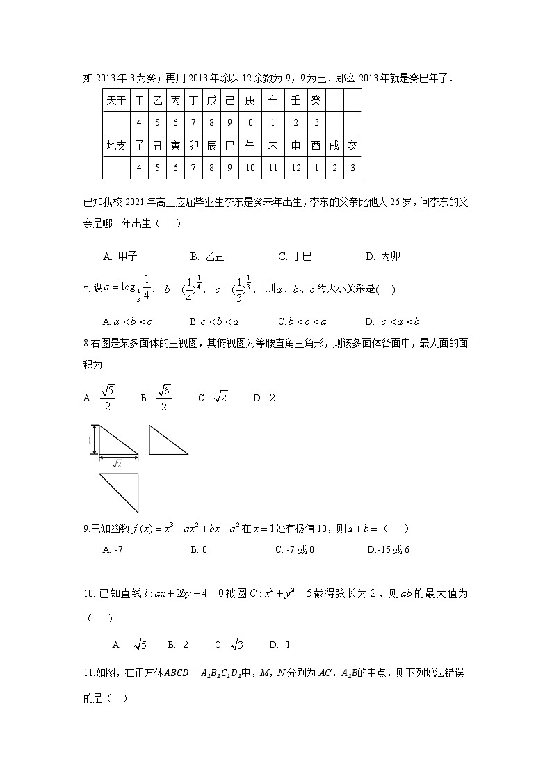 2021省大庆铁人中学高三冲刺模拟考数学（文）试题（二）含答案第2页
