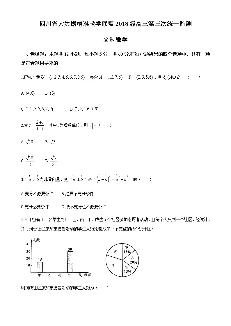 2021四川省大数据精准联盟高三下学期5月第三次统一监测文科数学试题含答案第1页