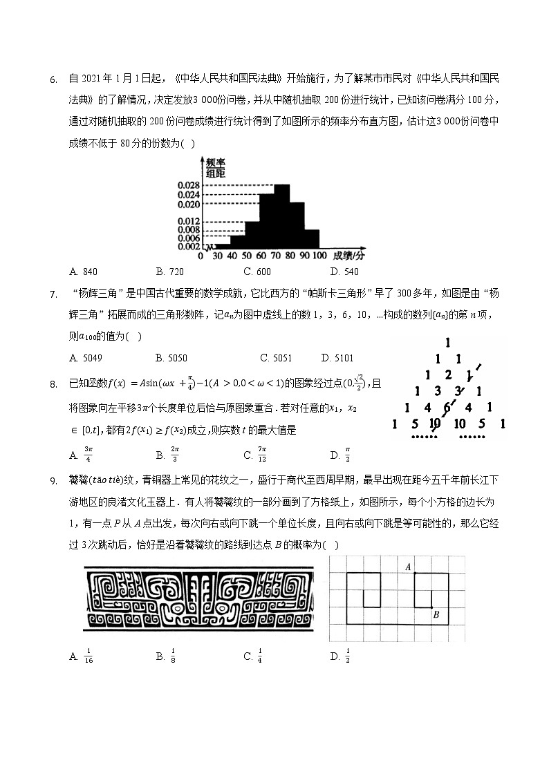 2021滁州定远县民族中学高三5月模拟检测数学（理）试题含答案第2页