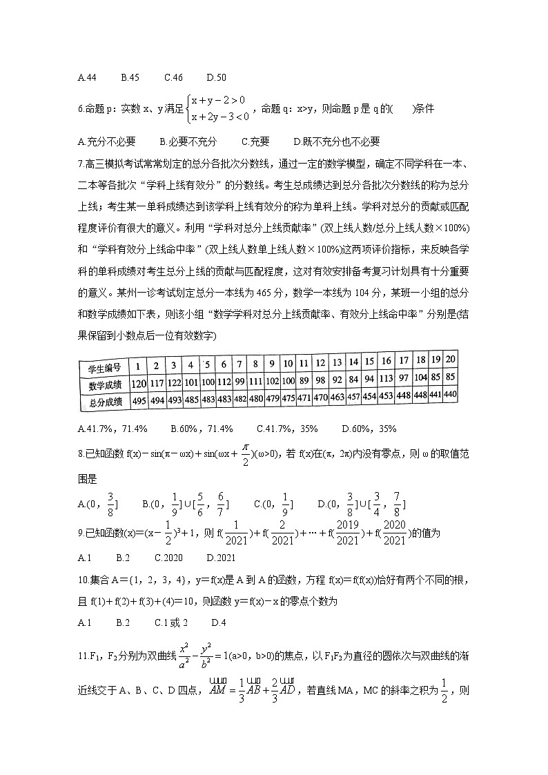 2021凉山州高三下学期第二次诊断性检测数学（理）含答案02
