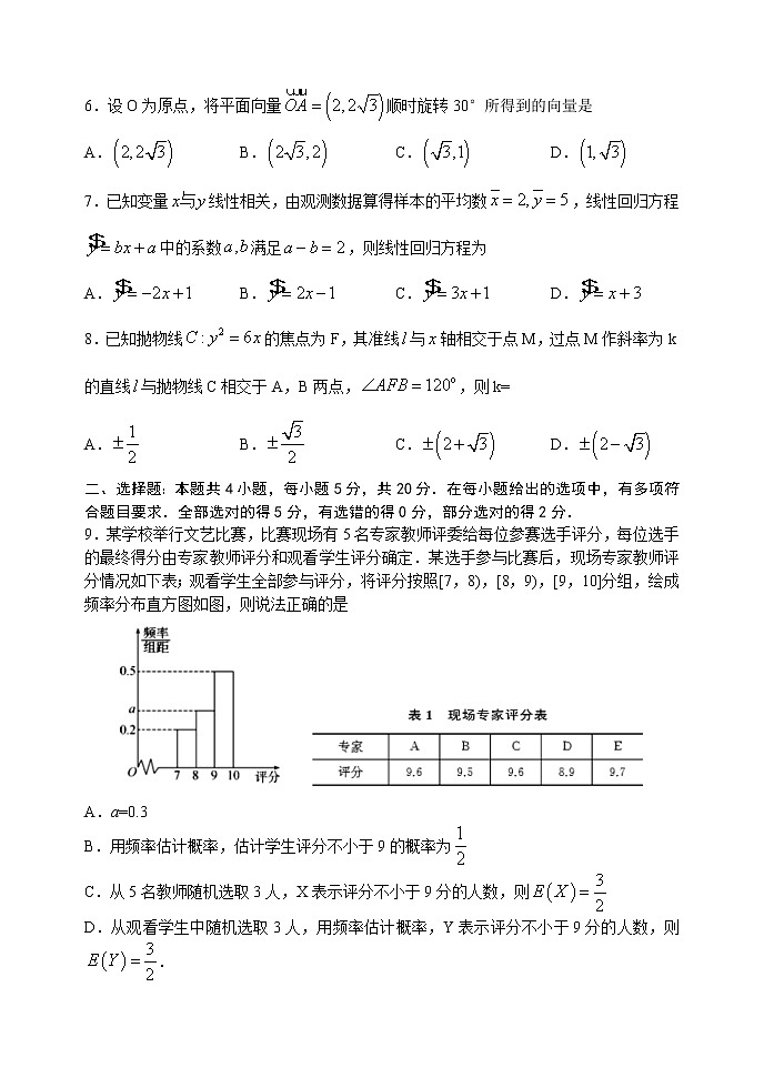 2021山东省教科所高三下学期第二轮模拟考试数学试题含答案第2页