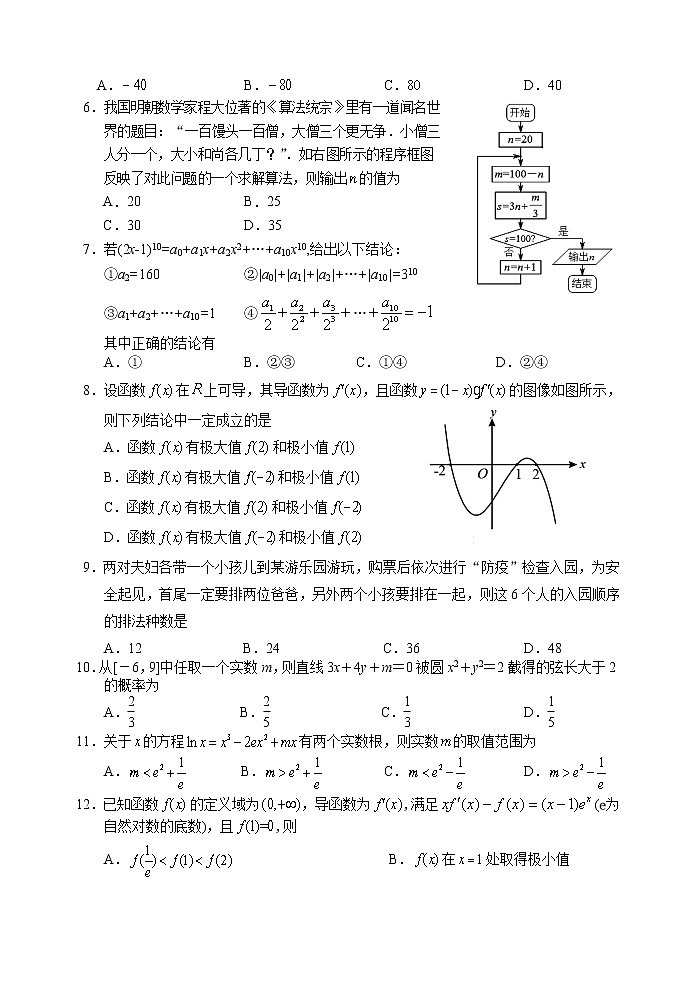 四川省眉山市2020-2021学年高二下学期期末教学质量检测数学（理）试题第2页