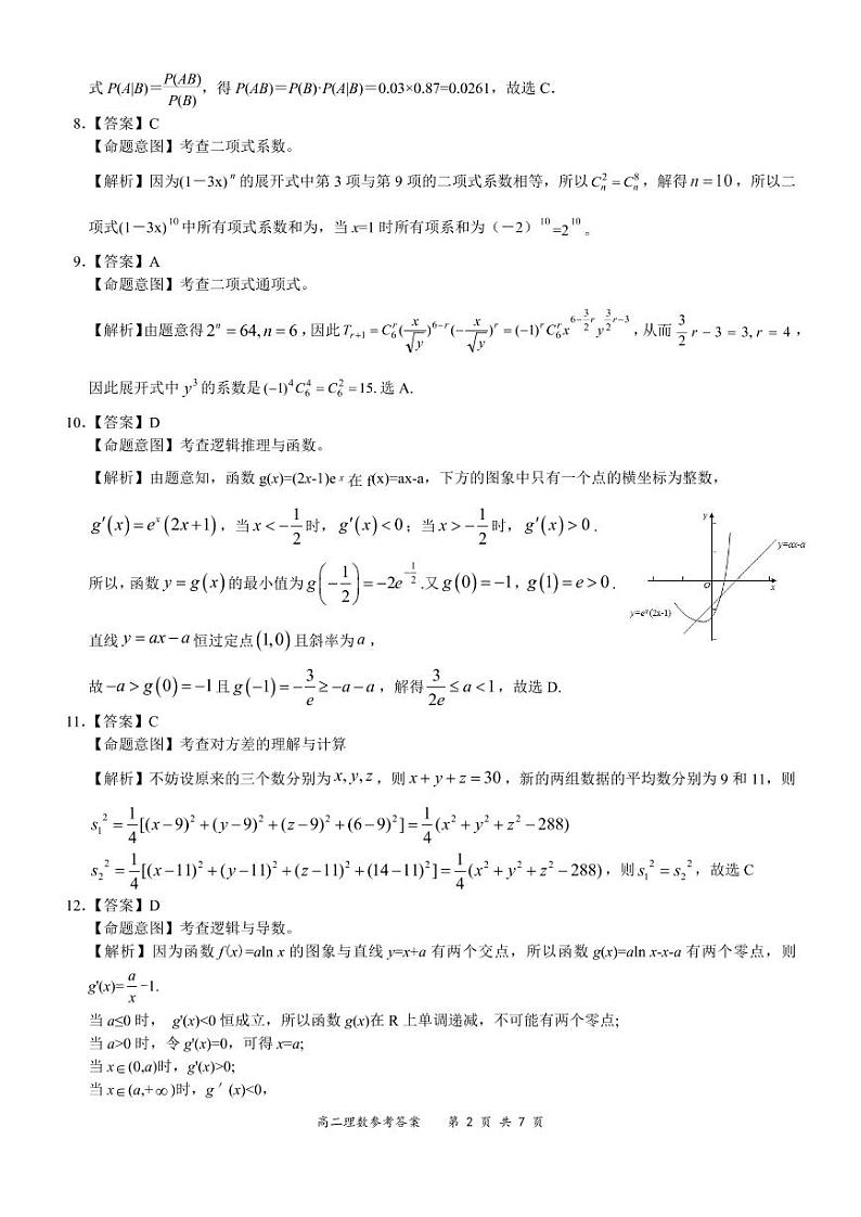 2021年5月河南省“领军考试”高二期中考试理数详解答案第2页