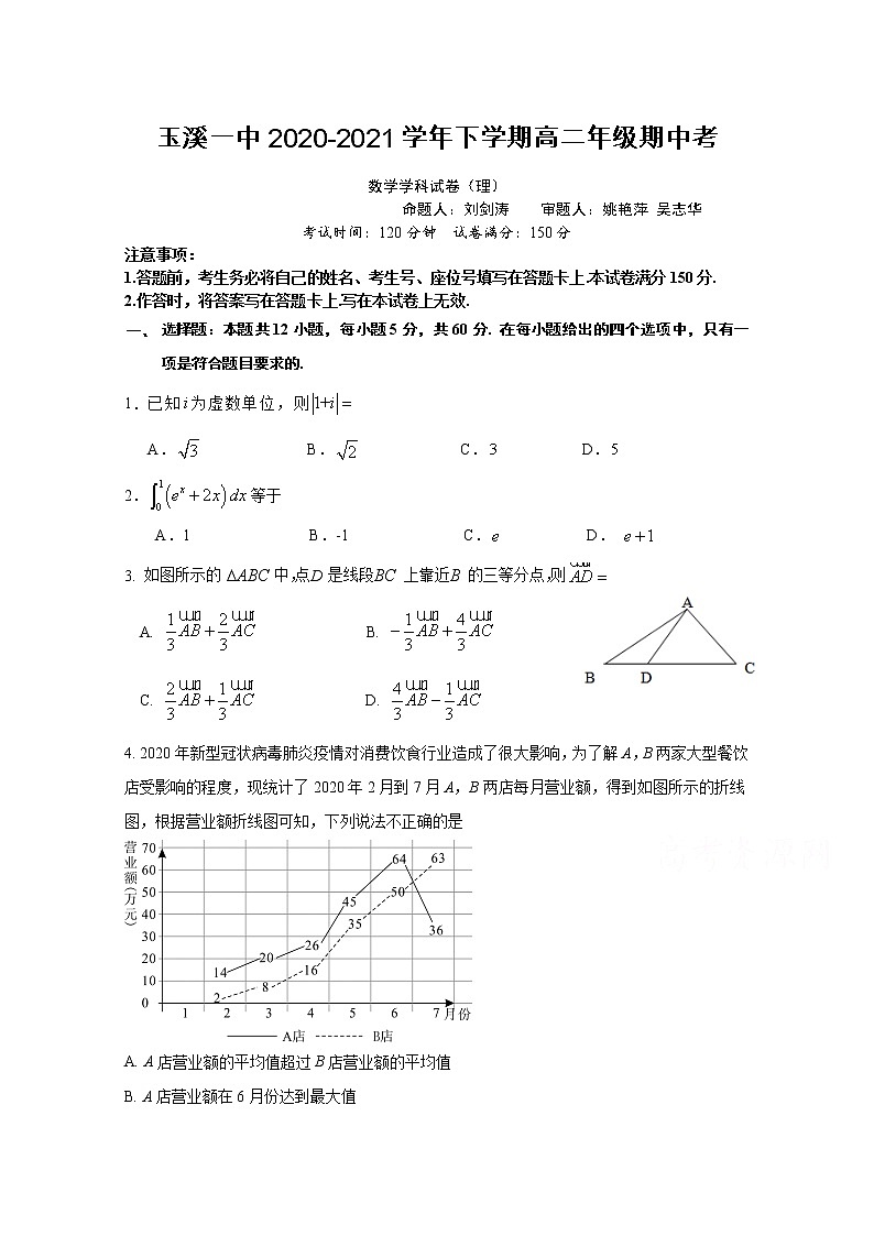 2021玉溪一中高二下学期期中考试数学（理）试题含答案第1页