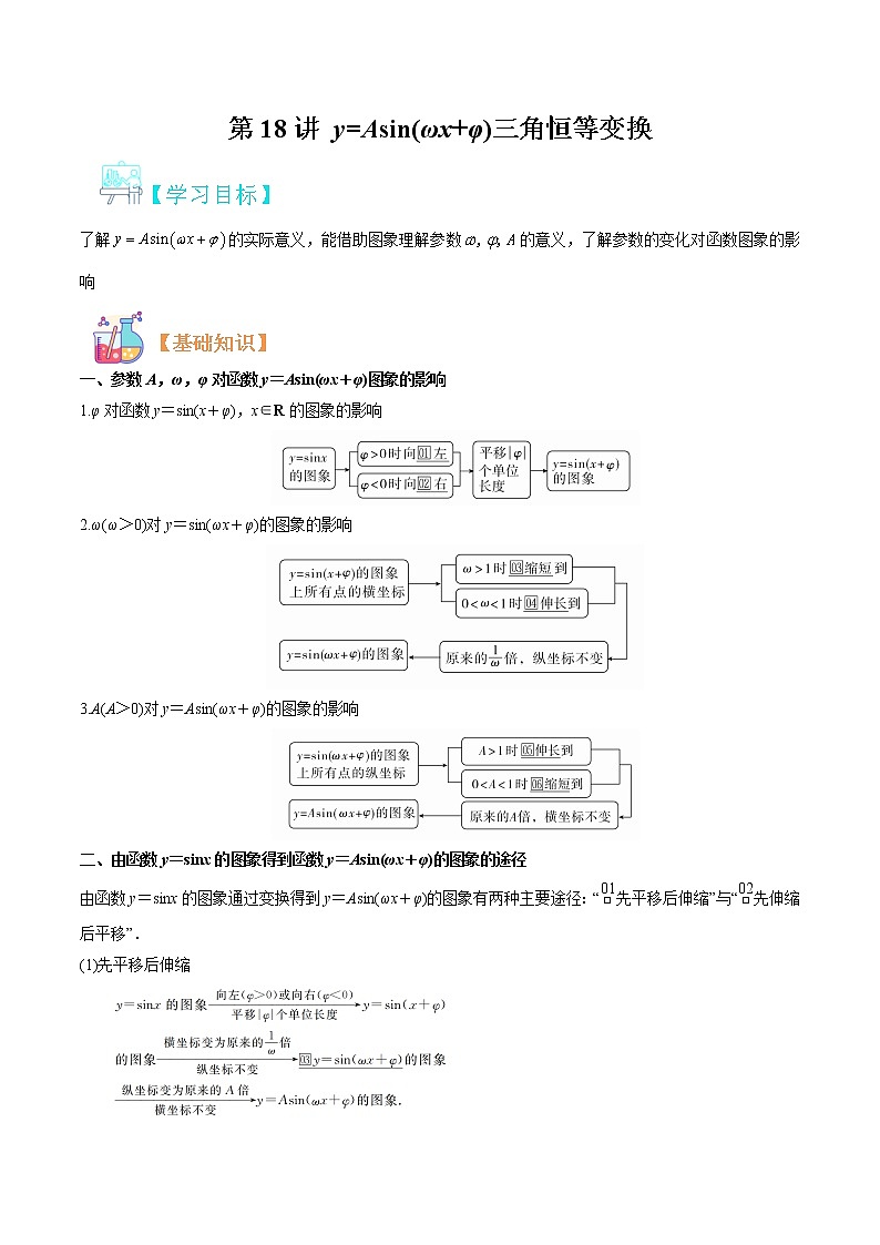 第18讲 y=Asin(ωx+φ)-【暑假自学课】2022年新高一数学暑假精品课（人教版2019必修第一册） 试卷01
