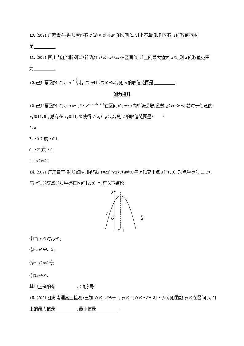 广西专用2022年高考数学一轮复习考点规范练10幂函数与二次函数含解析新人教A版文第3页