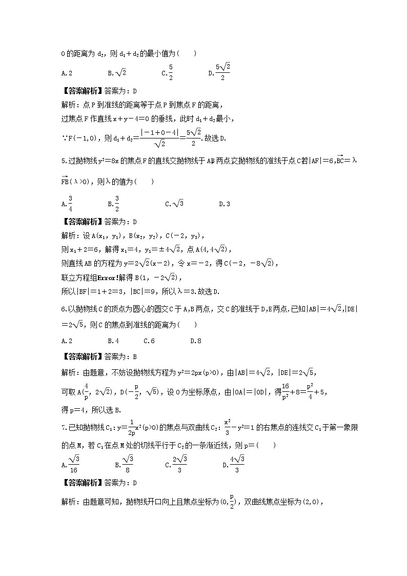 2023年高考数学一轮复习《抛物线》精选练习（教师版）第2页