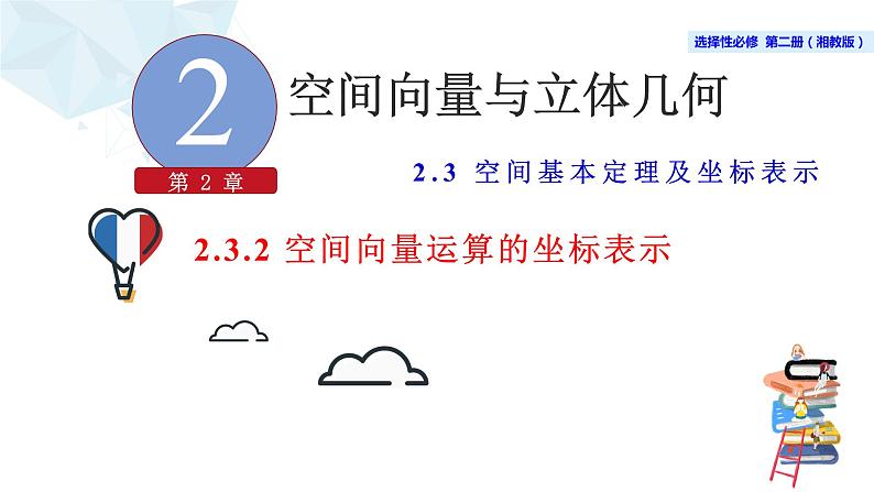 2021-2022学年高二下学期数学湘教版（2019）选择性必修第二册2.3.2空间向量运算的坐标表示课件第3页