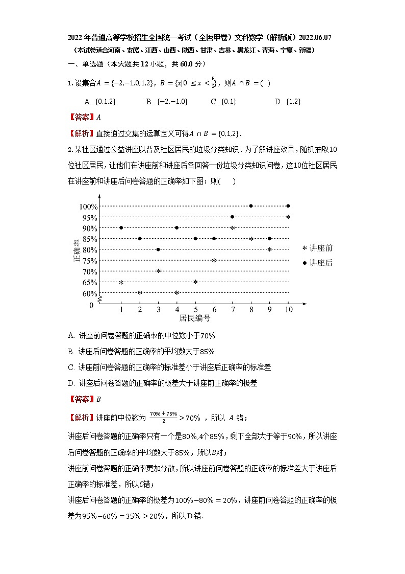 全国 甲卷(文科)（解析版）2022.06.07第1页