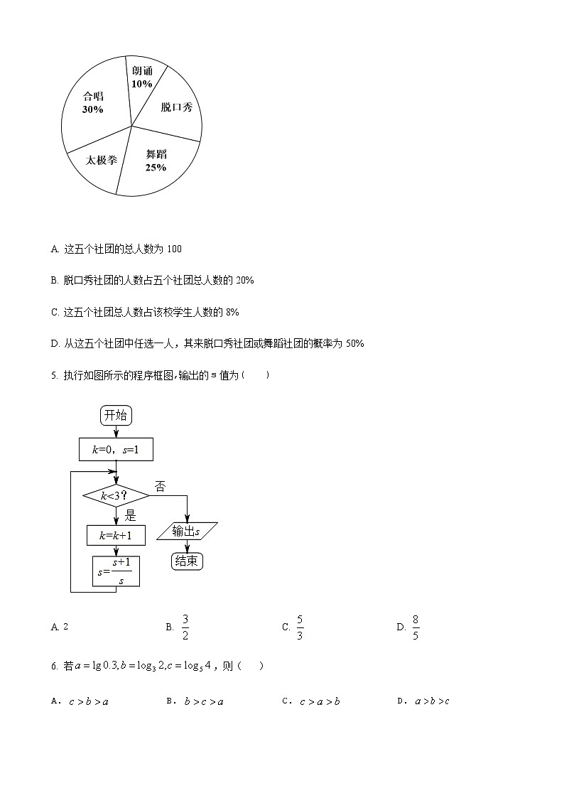 2023省柳州新高三摸底考试数学（文）试题含答案解析第2页