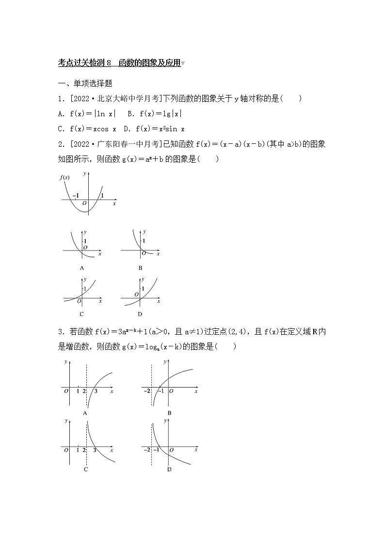 2023年新高考数学一轮复习考点过关检测08《函数的图象及应用》（含答案详解）第1页