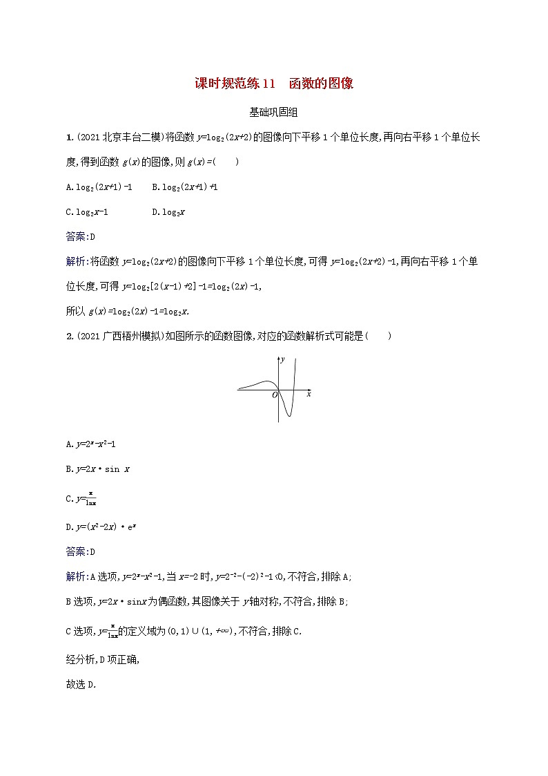 2023年高考数学一轮复习课时规范练11函数的图像含解析北师大版文第1页