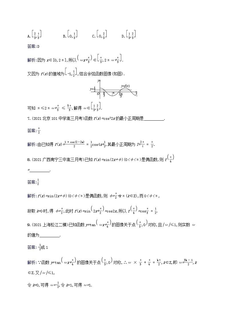 2023年高考数学一轮复习课时规范练21三角函数的图像与性质含解析北师大版文03