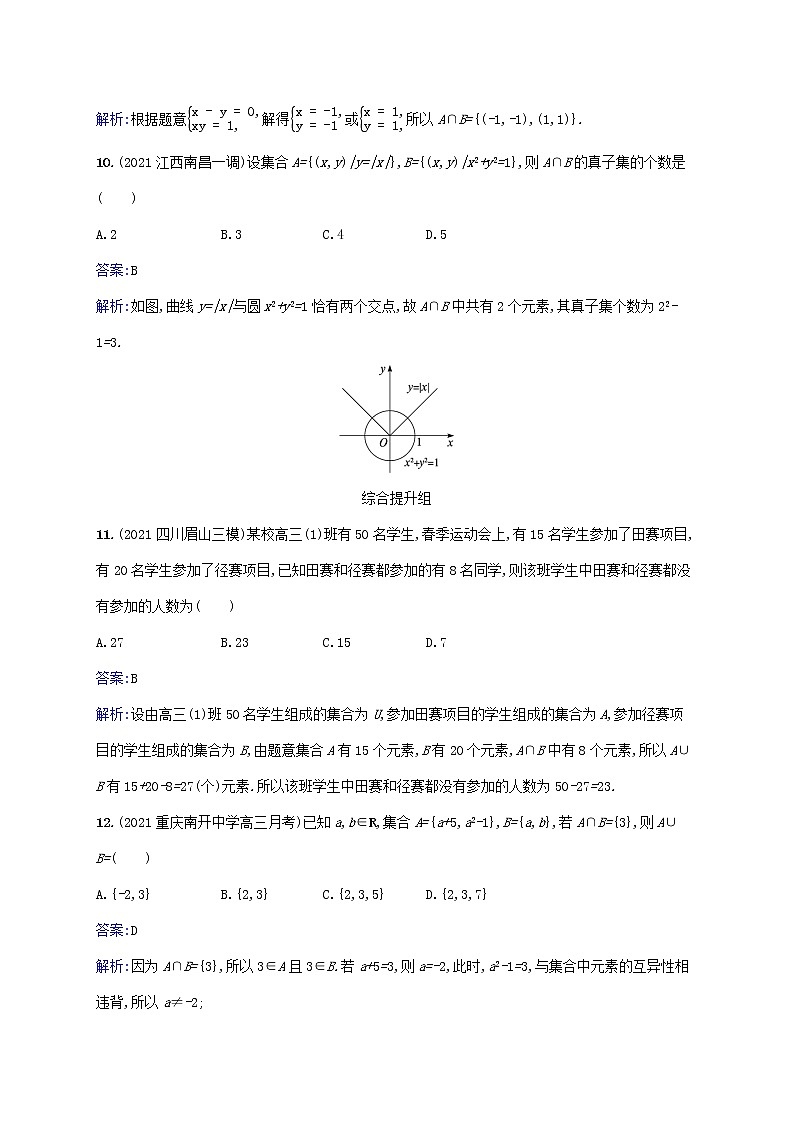 2023年高考数学一轮复习课时规范练1集合的概念与运算含解析北师大版文第3页