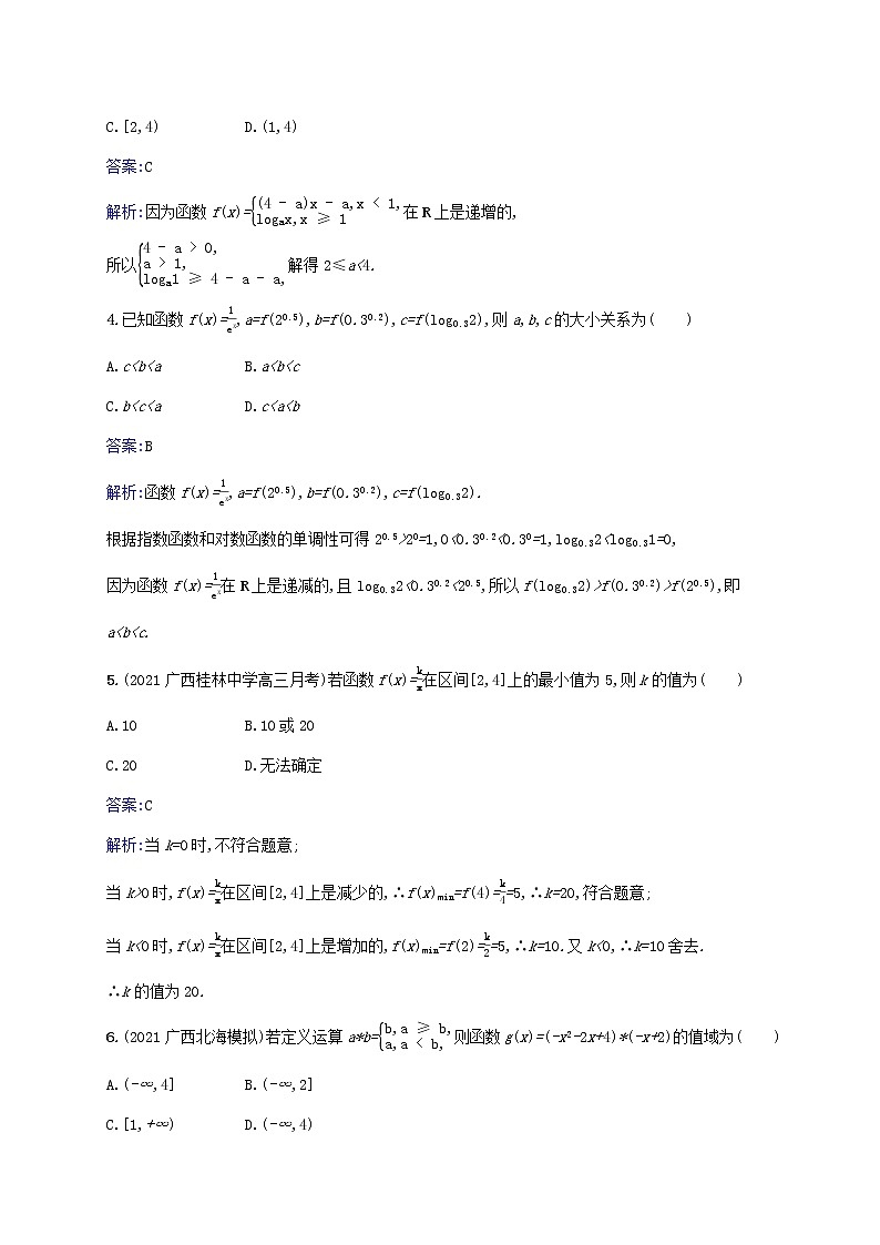 2023年高考数学一轮复习课时规范练6函数的单调性与最值含解析北师大版文02