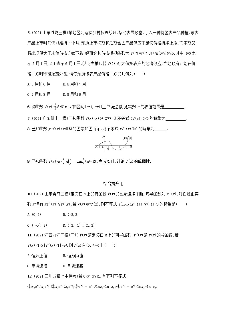 2023年高考数学一轮复习课时规范练15利用导数研究函数的单调性含解析新人教A版理02