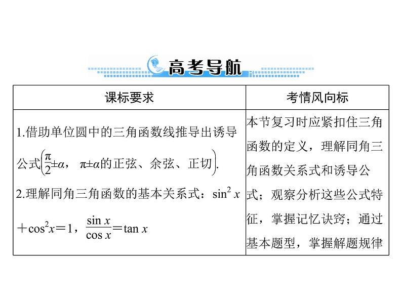 高考数学一轮复习第3章三角函数与解三角形第2讲同角三角函数的基本关系式与诱导公式课件02