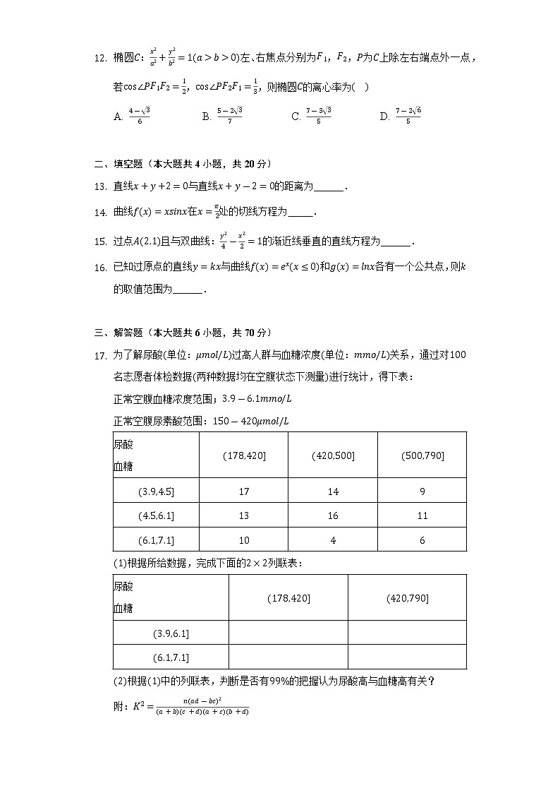 2021-2022学年贵州省遵义市高二（下）期末数学试卷（文科）（Word解析版）03