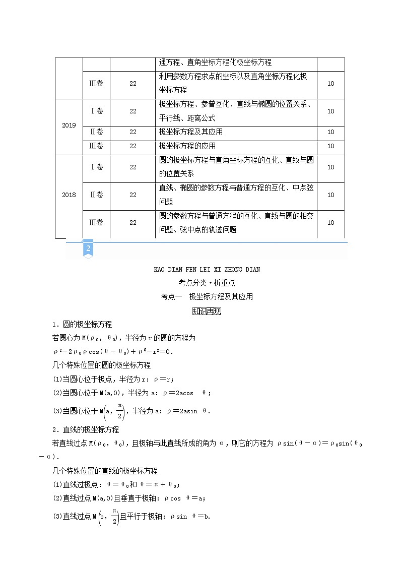 高考数学二轮复习第2部分专题篇素养提升文理专题七第1讲选修4_4坐标系与参数方程学案含解析第2页